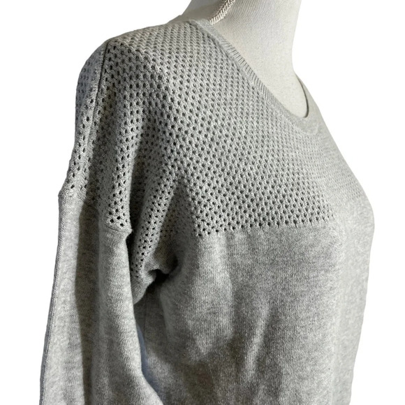 Banana Republic Light Heather Gray Sweater Small Open Tight Knit Mix Pullover - Picture 4 of 6